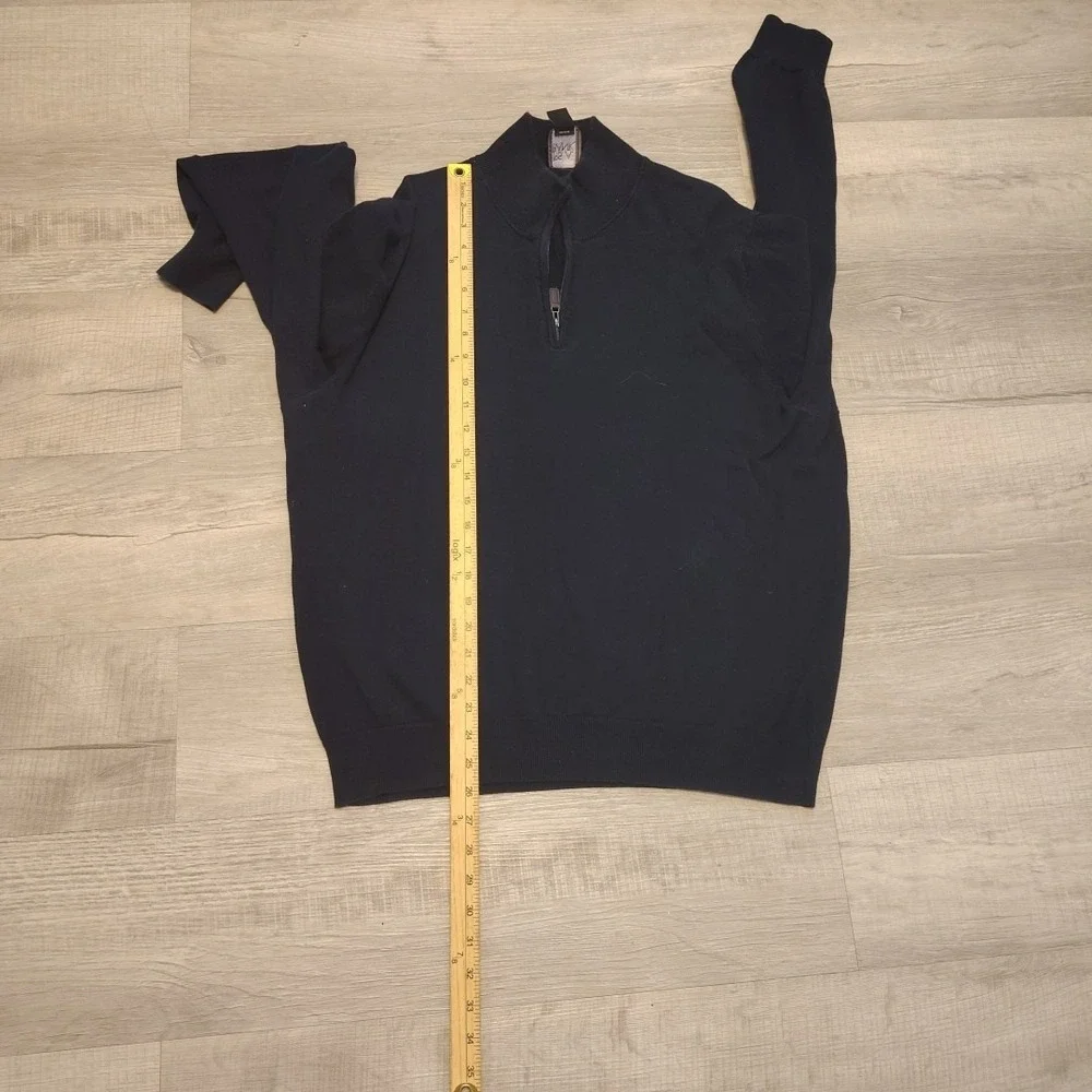 Jos A Bank Sweater Men's XL‎ Navy Blue Knit Fisherman 1/4 Zip Preppy Cotton Pima